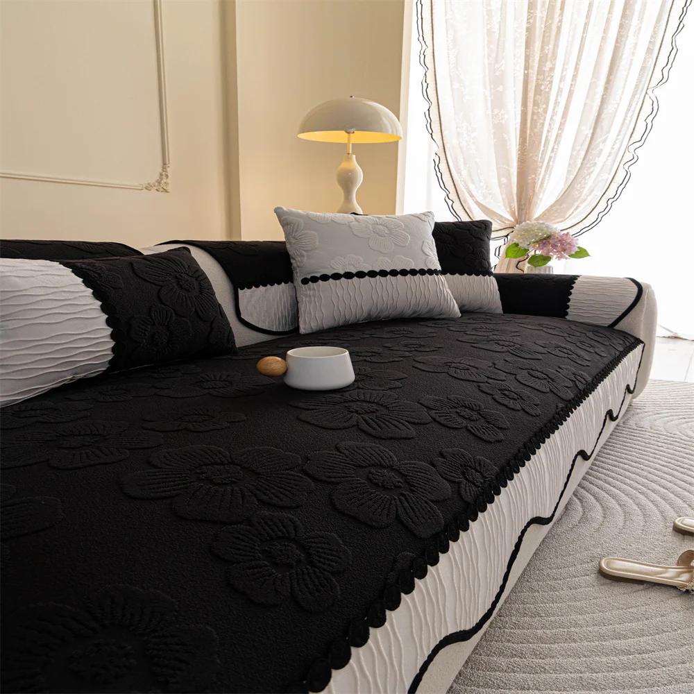 Copricuscino per Divano in Ciniglia Retrò Universale Antiscivolo Fisso Fila Dritta Copertura per Tutte le Stagioni per il Comfort Domestico
