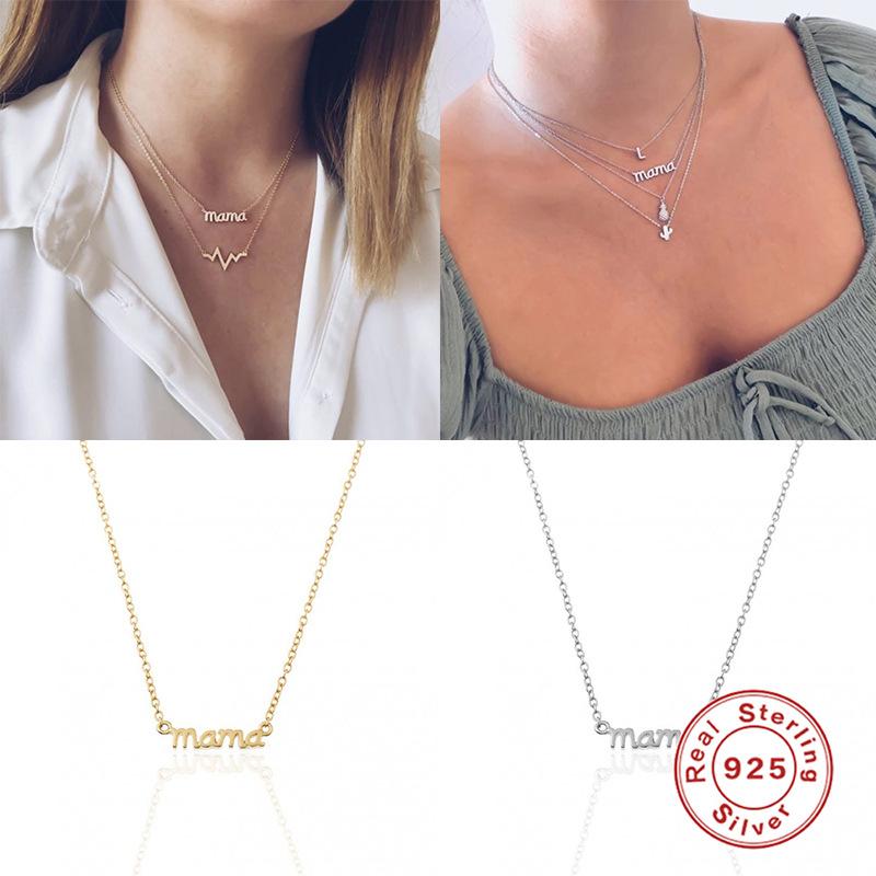 Colier din Argint Sterling S925 Wind Mama Cadou de Ziua Mamei, Temperament Doamne Claviculă Colier Platinat