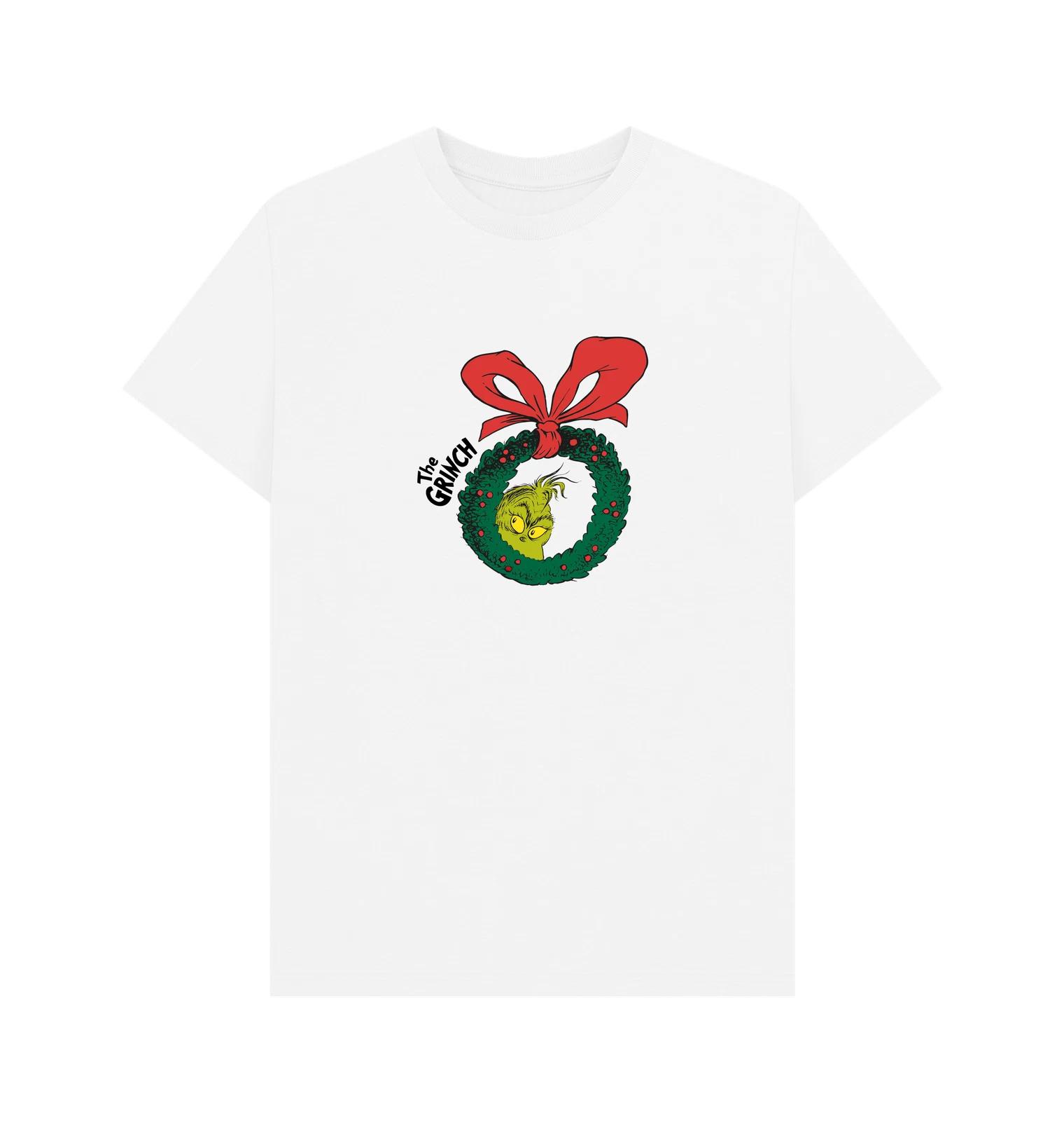 PREMIUM OFFICIAL The Grinch The Grinch Christmas Wreath Graphic White T-Shirt 4XL