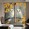 2pcs Boho Bird Print Curtains – Owl & Leaves Design for Festive Room Decor