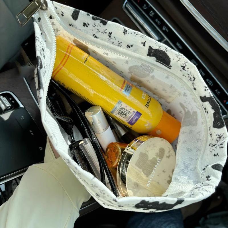 Cartoon Canvas Bag Anime Cosmetic Case Travel Clutch Bag Makeup Pouch Portable Organizer  Handbag