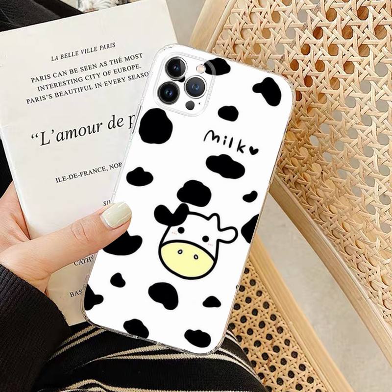 White Black Cow Symbol Print Phone Case Silicone Soft for iphone 14 13 12 11 Pro Mini XS MAX 8 7 6 Plus X XS XR Cover