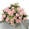 10-Head Silk Flowers Artificial Small Roses Vintage  for Wedding Desk Home Party DIY Bouquet Decor Fake Roses Flower Arrangement