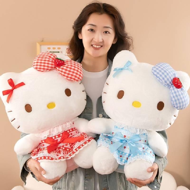 Adorable Strawberry Kt Cat Plush Toy In Multiple Colors Soft Pp Cotton Filling