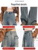 Jeans Cargo Larges Taille Haute pour Femmes Printemps 2026 avec Multi-Poches et Effet Usé