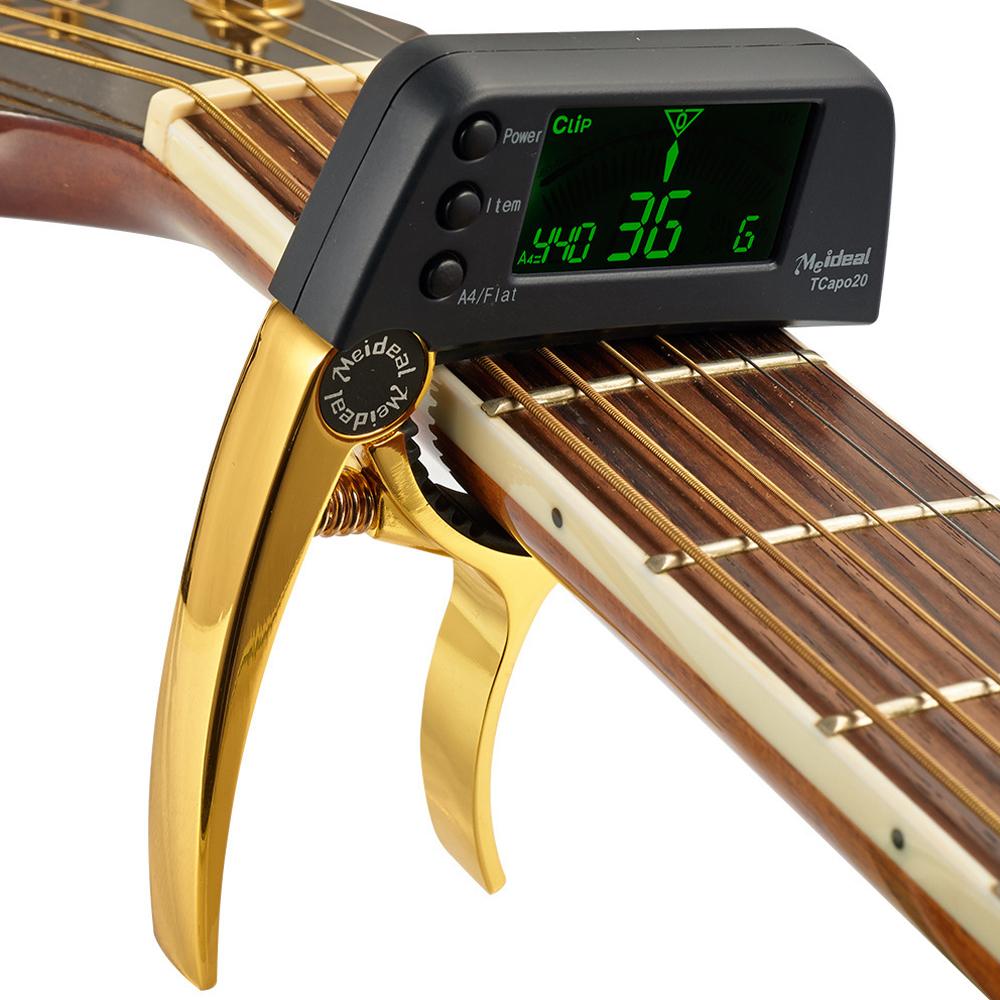 2-IN-1 Capo for Acoustic Guitar with Auto Tuner Instrument Quick Change Clip Lock On Folk Electric Guitar Bass Ukulele Chromatic