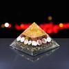 4 Inch Maha Laxmi Orgonite Pyramid with Shree Yantra, Rudraksha, Gomti Chakra & Pyrite | Vastu Dosh Nivaran |