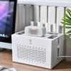 Desktop Storage Box for Router Set Top Box Socket Cables Network Cables and Power Strips with Detachable Double Layer Design