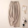 Women's Cotton-Linen Wide-Leg Pants - Smooth Drape Versatile Style Nine-Point Length