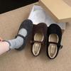 Fashion Buckle Strap Ladies Mary Janes Flats with Fur Shoes Round Toe Female Plush Footwear Women Flats Warm Shoes