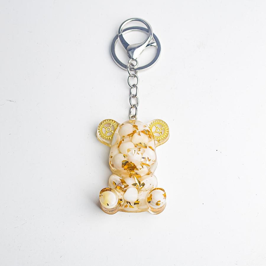 Crystal Stone Bear Pendant With Natural Gemstones For Car Keychain And Gift Use