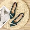 Shoes Pointed Fly-woven Shoes Flat-bottomed Breathable Woven Boat Shoes Leopard Print Light Mouth Stripe Color Single Shoes Women