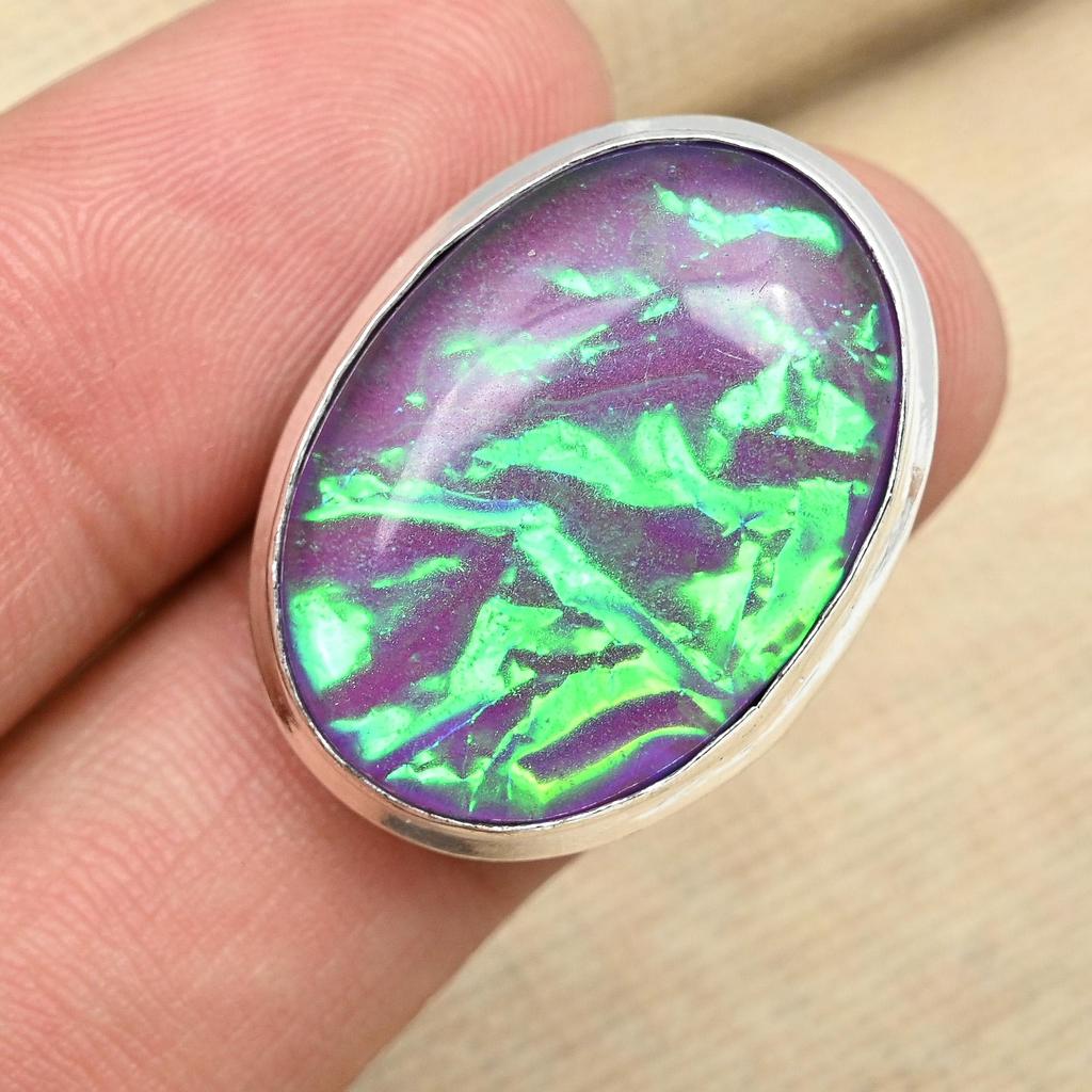 Lila Australischer Triplet Opal Edelstein 925 Sterling Silber Handgefertigter Schmuck Versprechensring Alle Größen