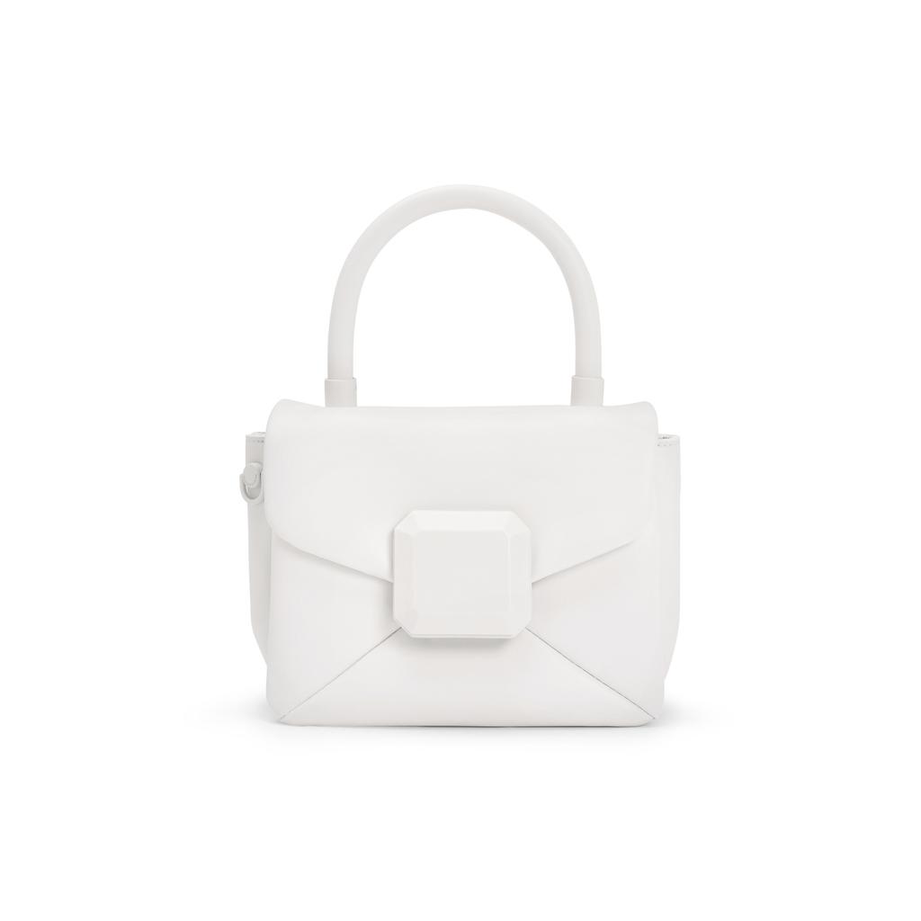 New CHARLES&KEITH Polyurethane Portable One Shoulder Small Square Bag Medium Size Women's White/Light Pink/Green CK2-50151254