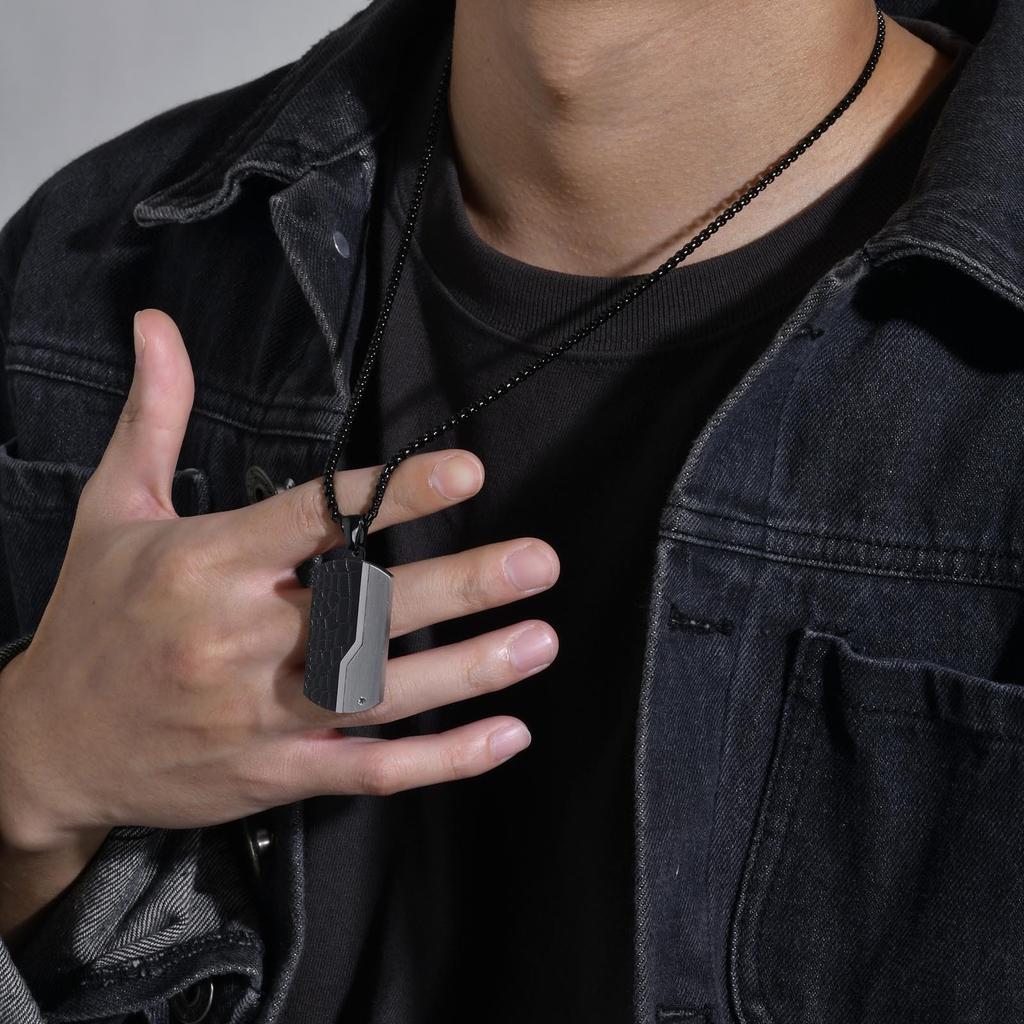 Stylish Dogtags Necklace for Men Boy,Waterproof Stainless Steel Pendant Necklaces,Birthday Anniversary Jewelry Gift