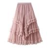 Elegant Multi-Layered Tulle Lace Midi Skirt
