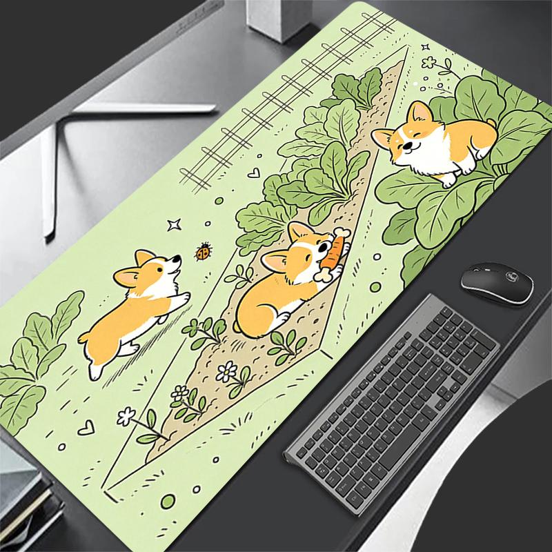 Cute Corgi Chai Dog Mouse Pad Laptop Computer Gamer Desk Mat Large Gaming ESports Mousepad Rubber Keyboard Pad Kawaii Mausepad