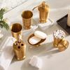 American Gold Copper Bathroom Toiletries Mouthwash Cup Toothbrush Holder Pump Soap Dispenser Modern Metal Shampoo Refill Bottle