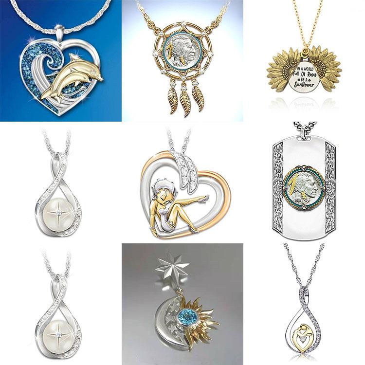 Accessories, Blue Purple Crystal Heart Collarbone Chain Fashion Two-Tone Necklace Summer Fresh Girl