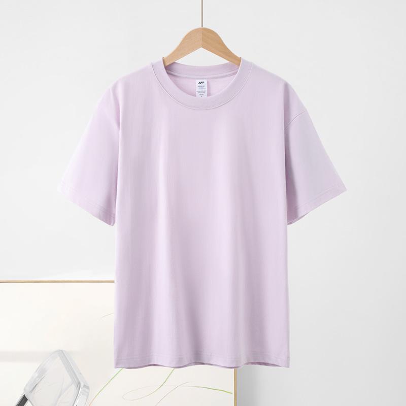 New Loose Pure Cotton Short-sleeved T-shirt Regular Shoulder Round Neck Tops Solid Color Versatile Short-sleeved Bottoming Shirt