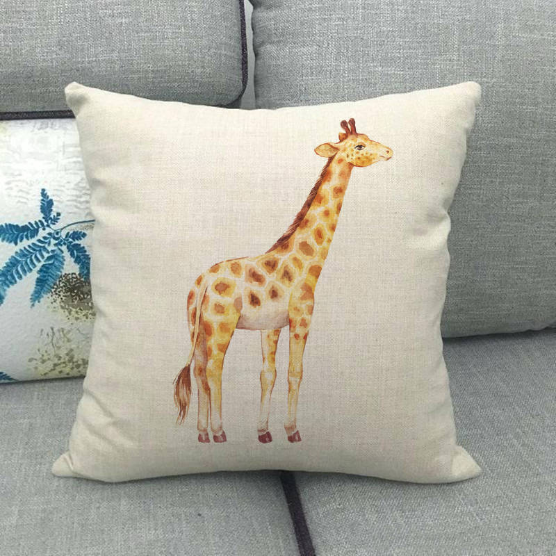 Simple painted African animals Digital printing short plush pillow covers for car sofa office cushion cover home goods
