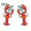 Rhinestone Dangle Earrings Creative Vivid Funny Lobster Sexy Eardrop for Gift Girls