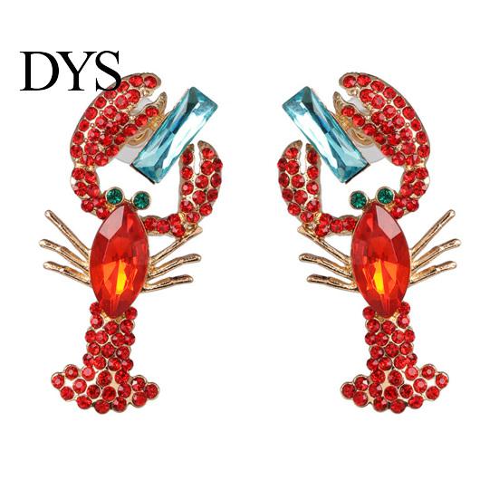 Rhinestone Dangle Earrings Creative Vivid Funny Lobster Sexy Eardrop for Gift Girls