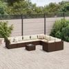 Vidaxl 10-Cz. Garden Furniture Set With Cushions, Brown Polyrattan