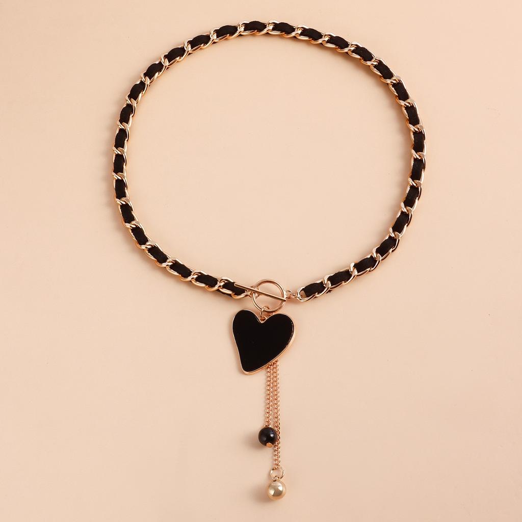 Wrapped Flannel Black Love Fritillary Necklace Women's Cold Wind Collarbone Chain Fringed Necklace