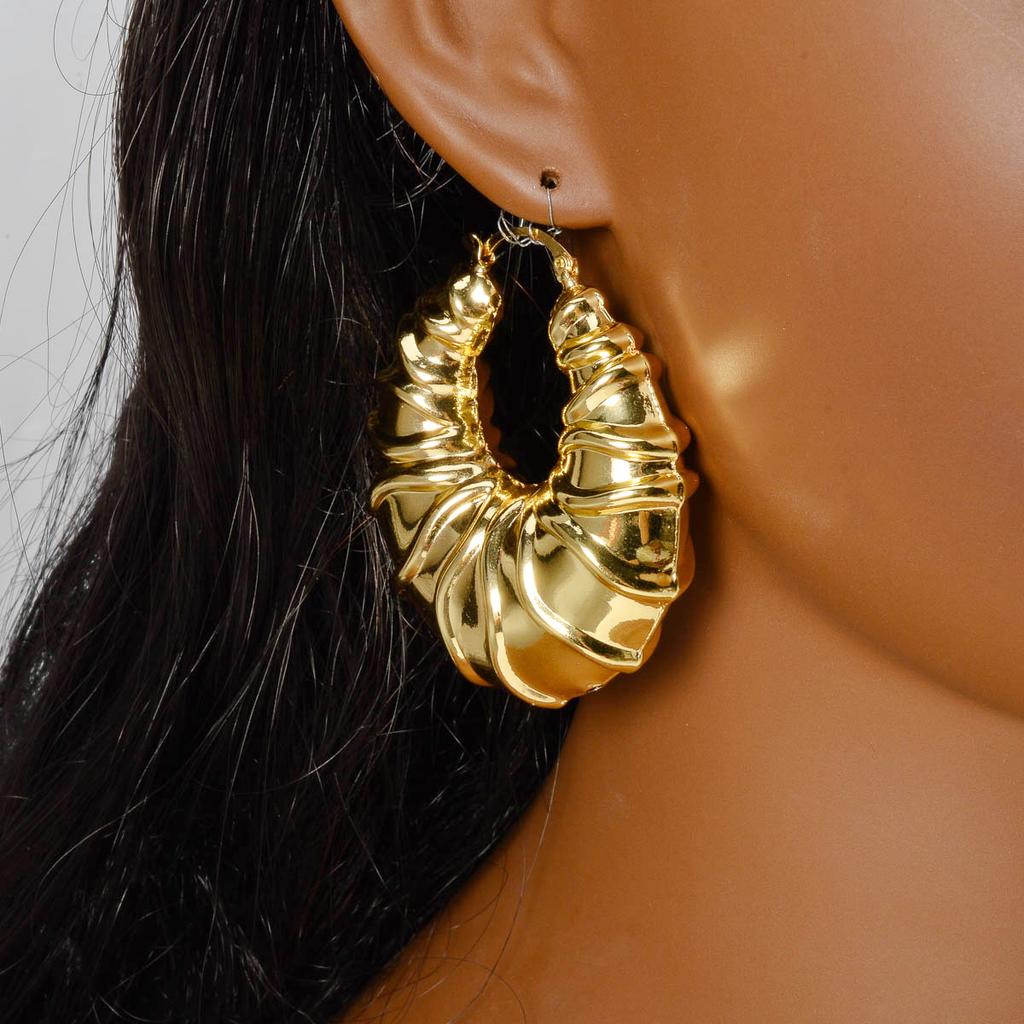 Dubai Custom Zircon Big Earring Hoop for Women Dubai 18k Gold Plated Hollow Chunky Statement Texture Accessories Wedding Party