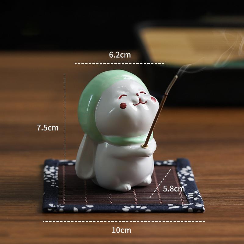 Cute Wishing Rabbit Incense Burner Ceramic Incense Burner Indoor Incense Cable Accessories Incense Burner Rack Exquisite Gift