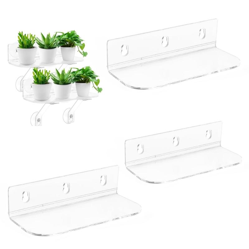 Indoor Plant Window Frame with Support Brackets Acrylic Shelf Accessory for Succulents and Hanging Planters Daily Use