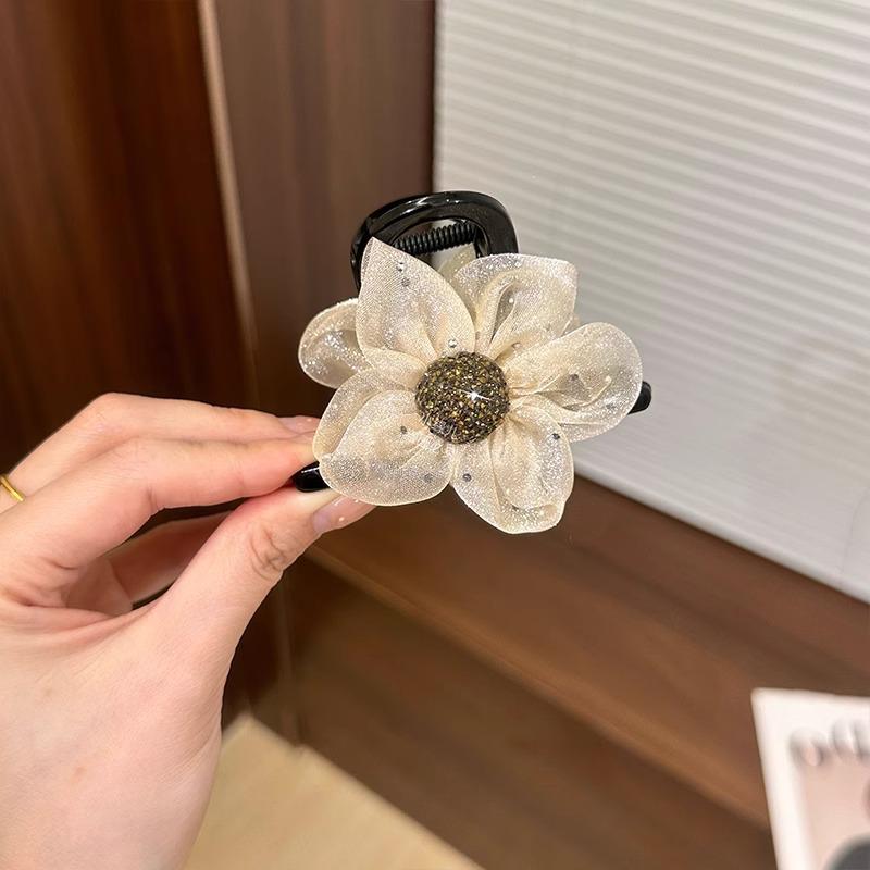 Rhinestone Sunflower Polka Dot Mesh Hair Claw Clip for Women - 2025 Style шампанского