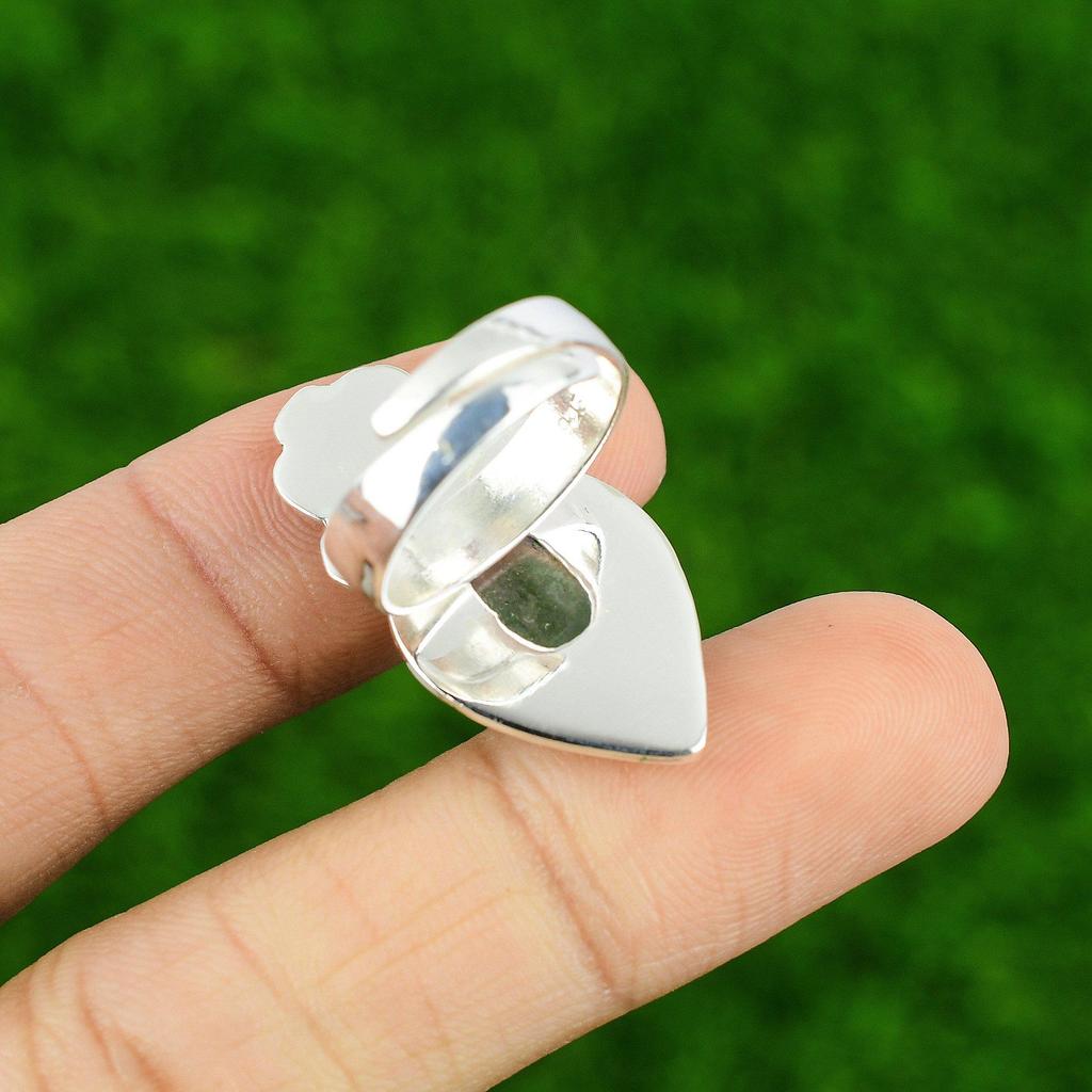 Natural African Amethyst 925 Silver Multi Stone Flower Adjustable Ring For Girls