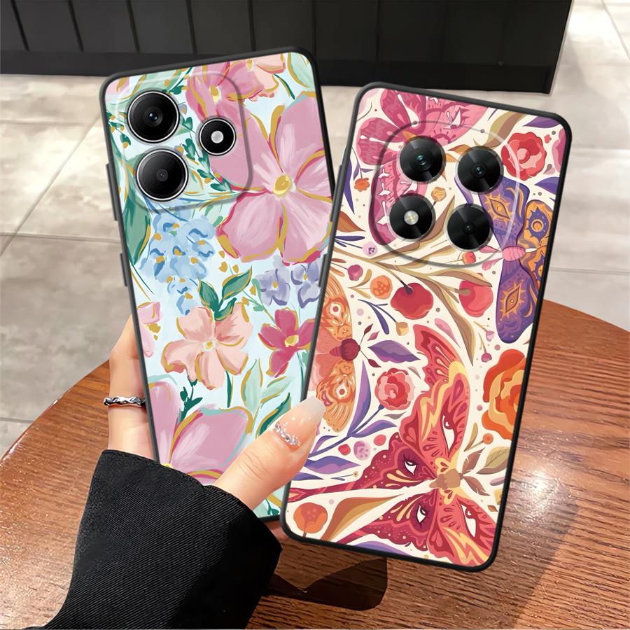 Cartoon Flower Butterfly Phone Cover Case for Xiaomi Redmi Note 14 9 8 7 10 K40 K80 12C 13C 12S A4 A5 11S 14C A1 A2 A3 12 11 Pro