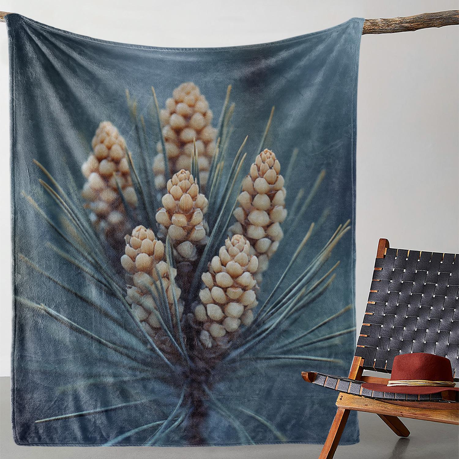

Cozy Pinecone Print Flannel Throw Blanket - Soft, Warm & Versatile for Couch, Bed, Car, Office, Camping | All-Season Gift Idea 130x150cm