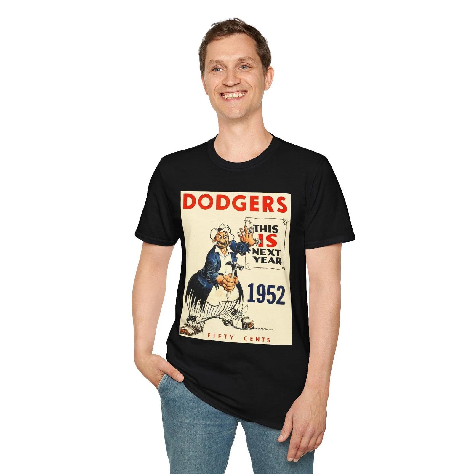 Brooklyn Dodgers Program 1952 Baseball Program Photo Art T-Shirt Sports XL
