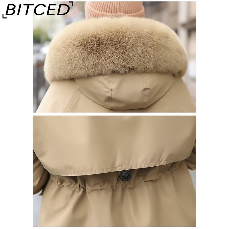 BITCED Women's Winter Slimming Down Jacket with Fashionable Fleece Lining and Thick Fur Trim