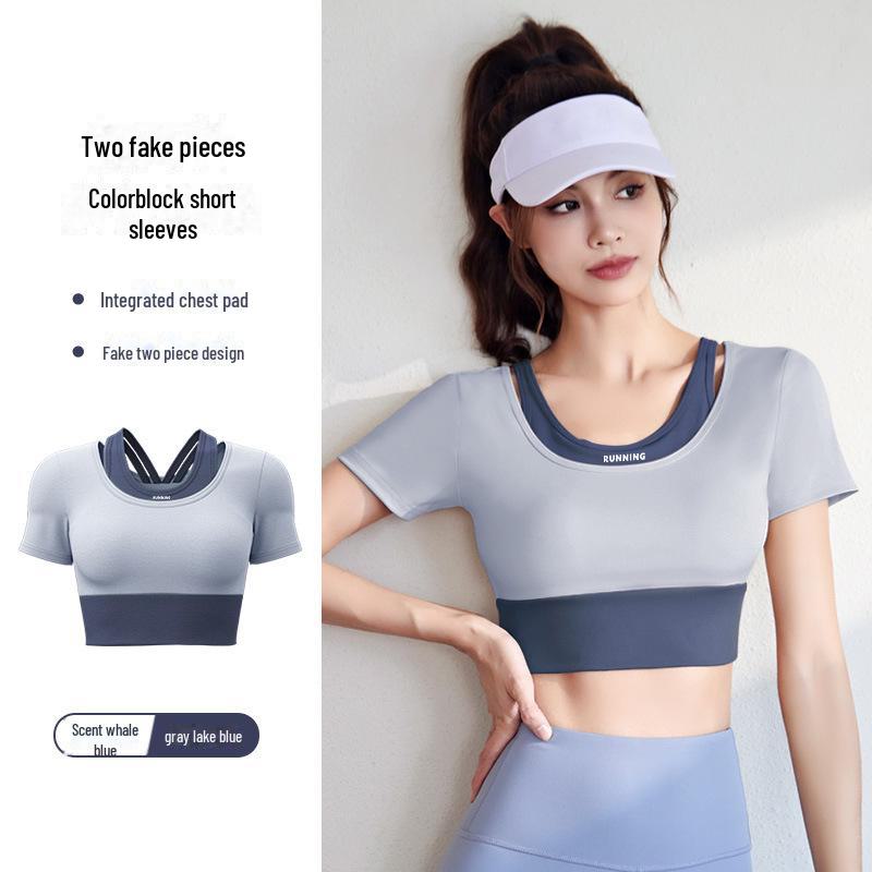 Juyitang Two-in-One Colorblock Yoga Suit - Bra-Free Fitness Apparel