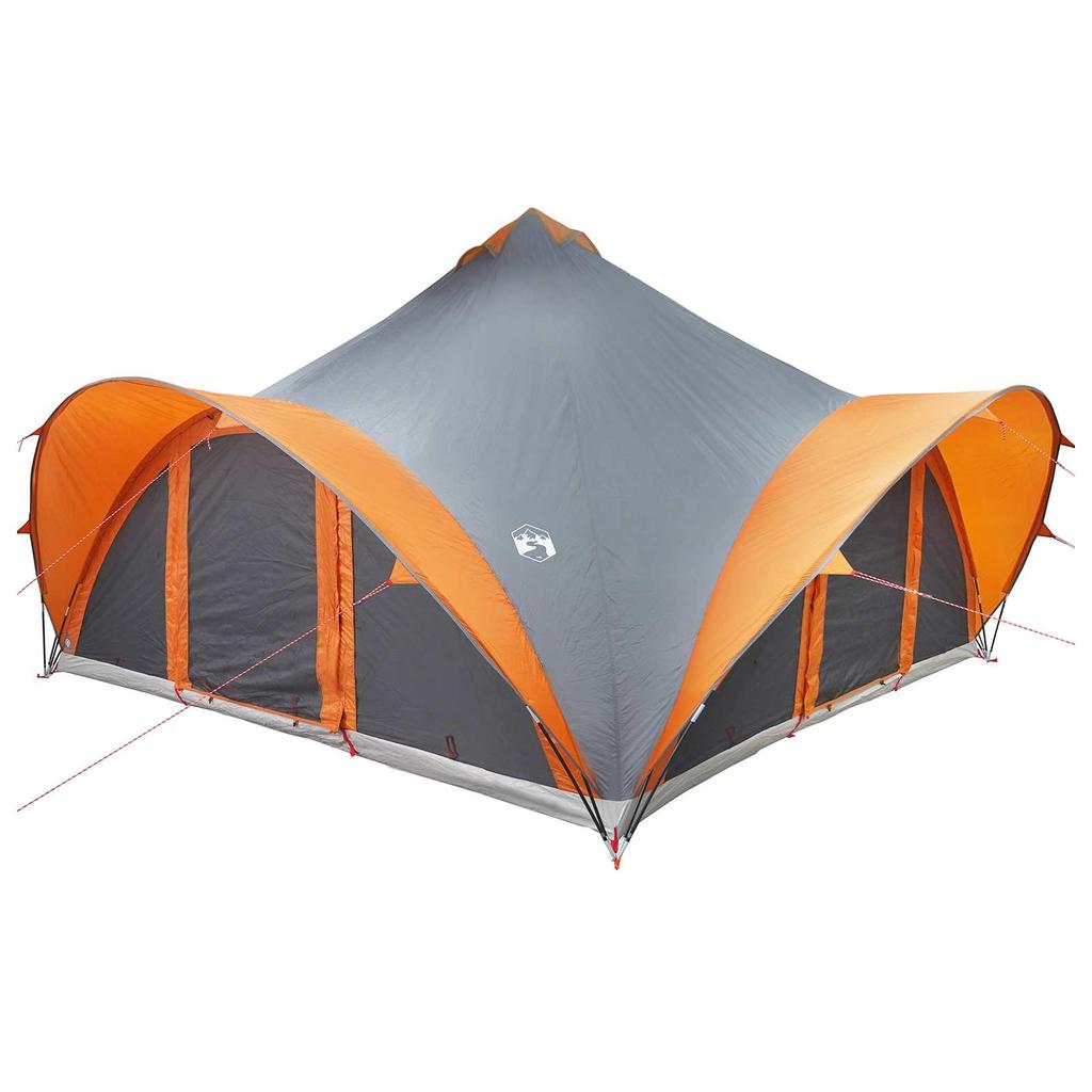 Tipi Tent Gray and Orange 18 Person Polyester and Steel