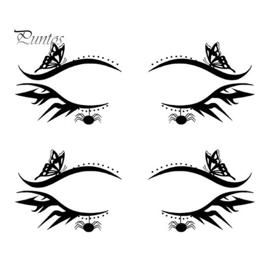 Cosmetic Transfers for Adults 2 Pairs Halloween Eye Tattoo Stickers, Waterproof Temporary Face Decals with Ghostly Decorations Pumpkin Bat Spider Web,