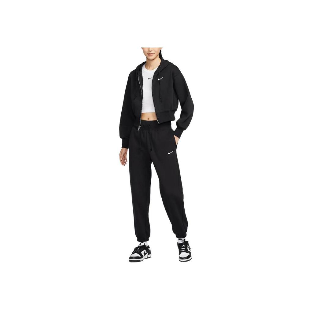 Nike Loose Short Hooded Zip Long Sleeve Jacket Women Jackets Black HJ0941-010