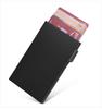 Hand-Push Aluminum Card Holder: Anti-Theft RFID Blocking, Anti-Degaussing, Automatic Pop-Up Credit Card Sleeve