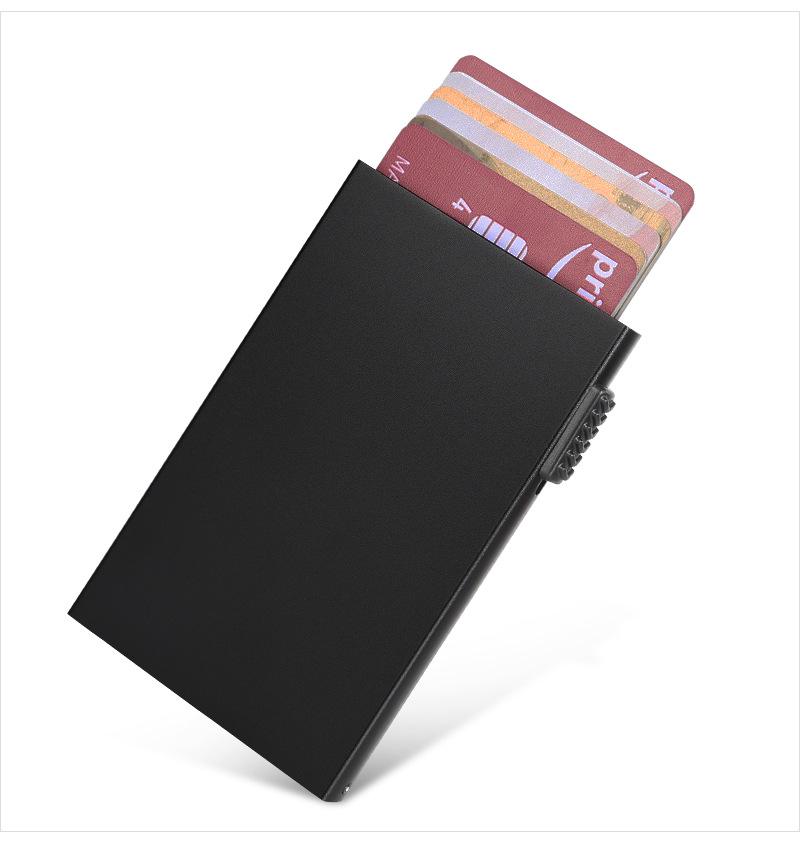 Hand-Push Aluminum Card Holder: Anti-Theft RFID Blocking, Anti-Degaussing, Automatic Pop-Up Credit Card Sleeve