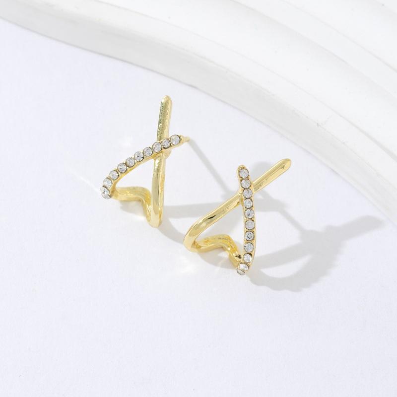 

Trendy Gold Color Zircon Cross Stud Earrings for Women Girls Korean Minimalist Geometry Earring Fashion Jewelry Party Gifts