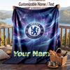 Flannel Blanket Chelsea FC Print Custom Name Text Soft Throw for Sofa Bed
