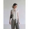 Casual Style White Streamer Short-sleeved Top Women's Summer Slim-fit Crew Neck Design T-shirt
