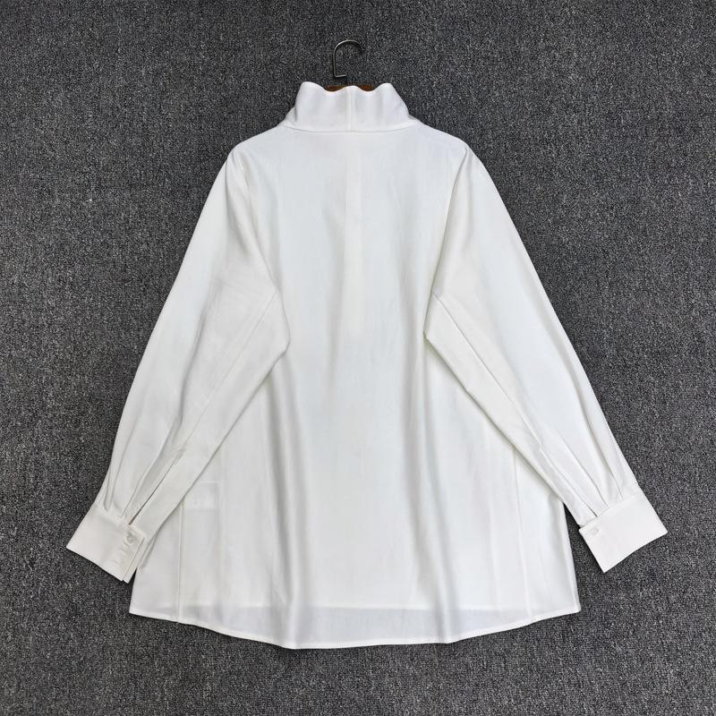 Longmei Women's High Neck Long Sleeve Top - Early Spring 2026 VKC Style, Simple Commute, Half-Open Collar Shirt