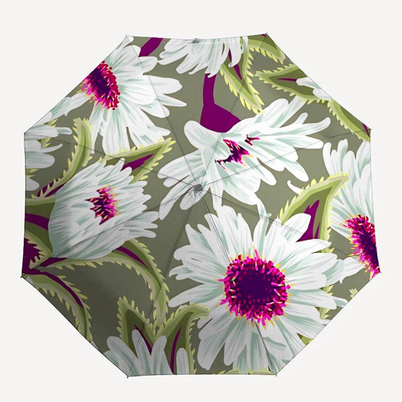 1pc Floral Pattern Automatic Opening/Closing Umbrella with Operation & Windproof Canopy - Folding Design, Holiday Gift Yy260225165