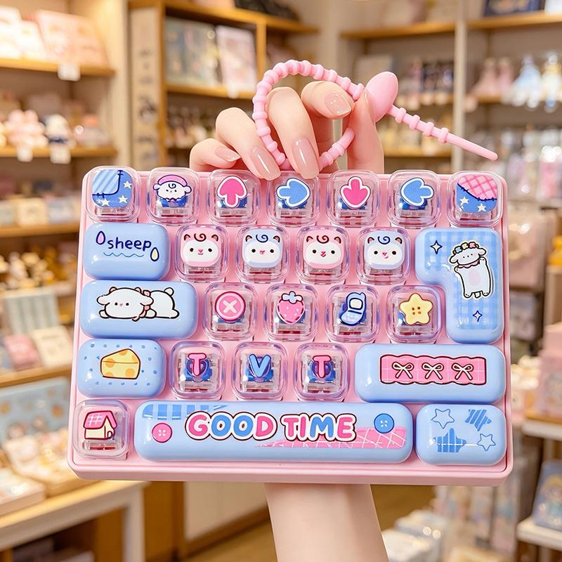 Cute Cartoon 26 Keys Fidget Keyboard Keychain Soft Silicone Stress Relief Kids Party Gift Backpack Decor